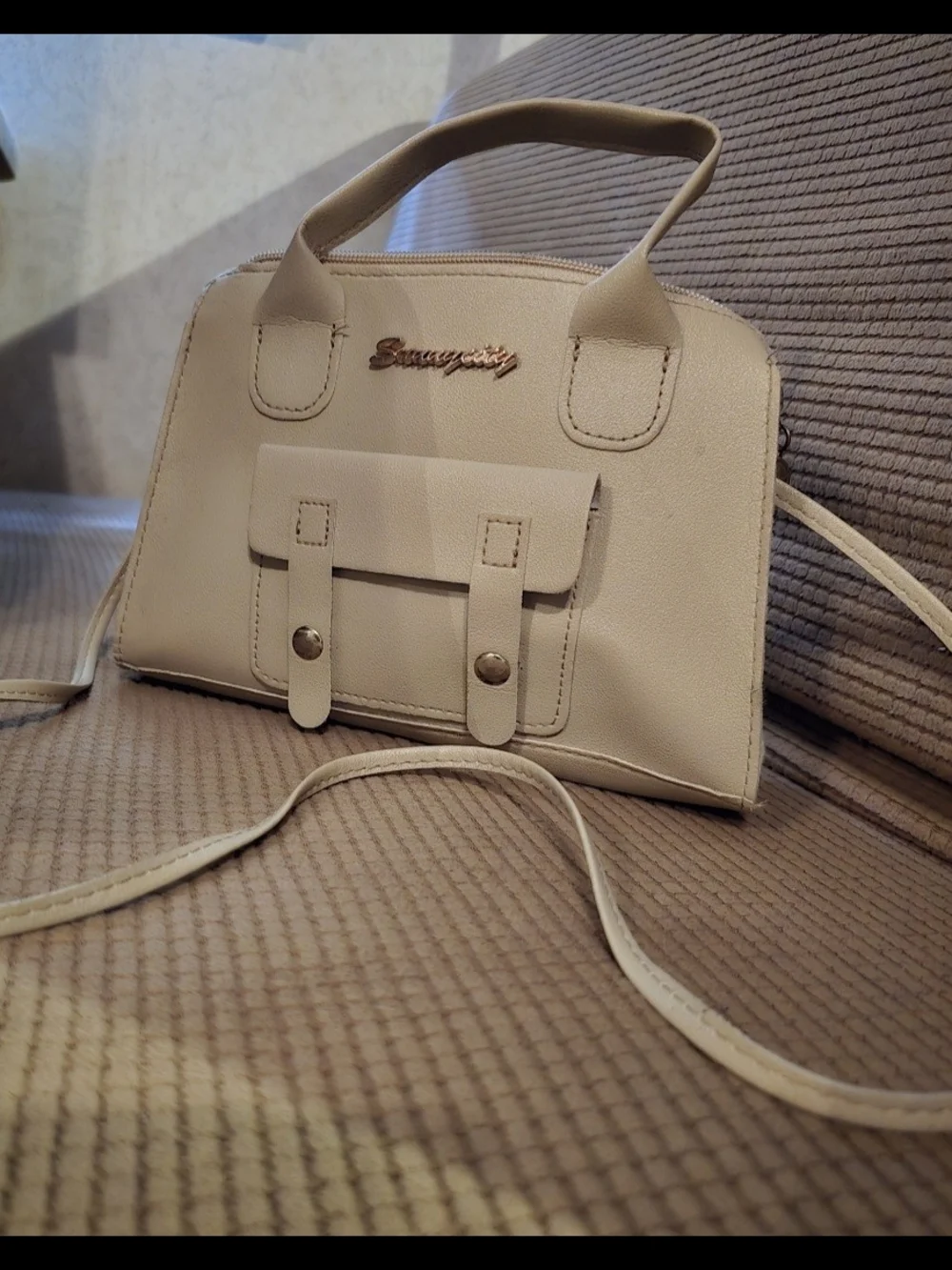 Cream Crossbody Satchel - Women's Handbag